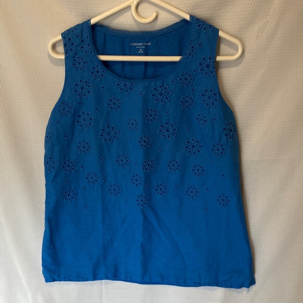 Coldwater Creek Vibrant Blue Floral Tank Top